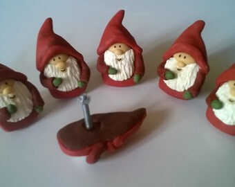 Set of 3 little gnomes drawer KNOBS! COLD porcelain saeljana. Handle furniture Dresser closet door