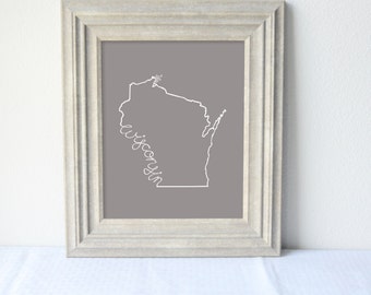 Printable Wisconsin State Art Print 8x10 Digital Wall Art Gift