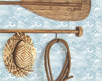Waves Removable Wallpaper / Traditional or Self Adhesive Wallpaper / Nautical Wall Mural L014