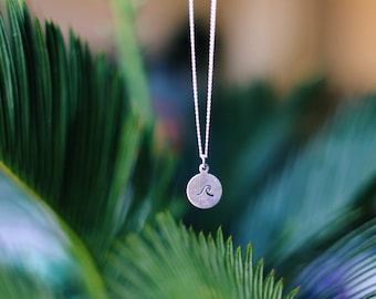 Dainty Hand Stamped Wave Necklace