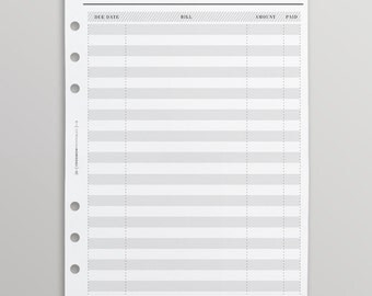 PRINTED A5 Planner Inserts | Bill Pay A5 Filofax Inserts | Budget Planner Kikki K Large Inserts | Financial Planner A5 | Crossbow Printables
