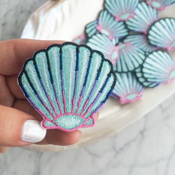 Seashell Patch Iron On Embroidered Applique Mermaid Shell