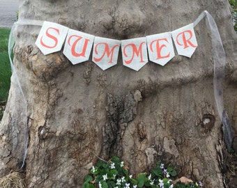 SUMMER BANNER Summer Bunting Summer Garland Home Decor Summer Decor Rustic Summer Photo Prop Pool Sing Pool Party Summer Burlap Banner