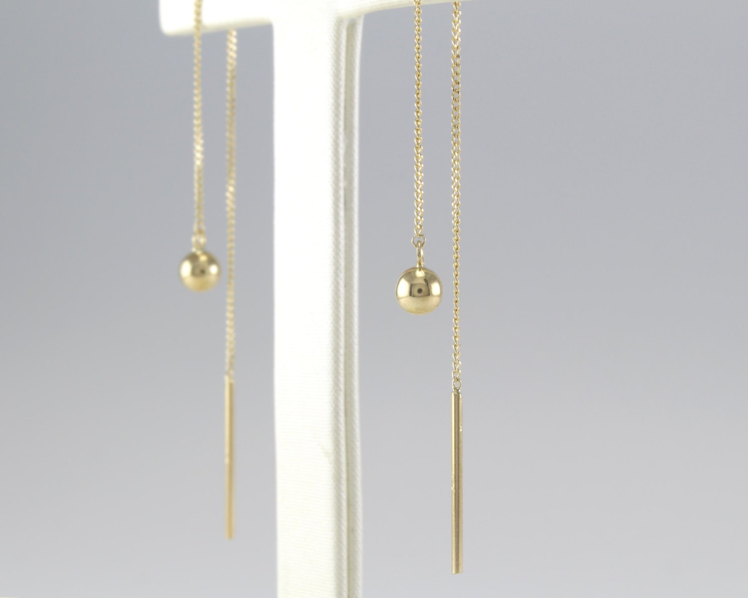 14K Solid Gold Threader Earrings 14K Long Threader Earrings