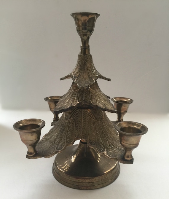 Brass Vintage Christmas Tree Candle Holder by ALittleVintageNest