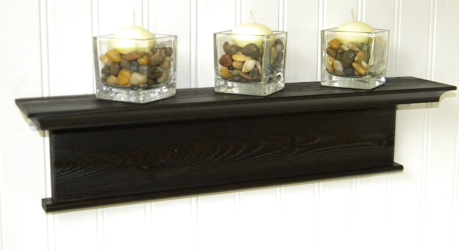 18 Wall Shelf Modern Rustic Black Finish Wood Handmade