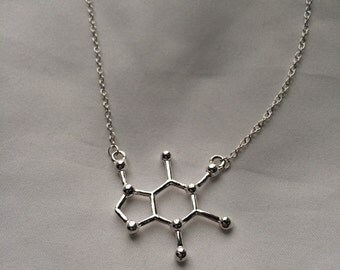 CLEARANCE - Caffeine Molecule Necklace in Gold or Silver