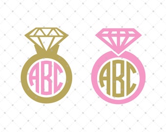 Diamond Ring SVG Cut Files, Wedding Ring SVG Cut Files, Monogram Frames, Silhouette Cut Files, Cut files For Cricut, svg files