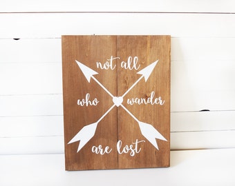 Woodland Nursery Decor- Rustic Nursery- Not All Who Wander Are Lost Sign- Rustic Home Decor- Boho Nursery Decor- Wanderlust Decor