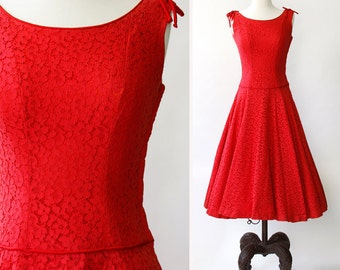 1950s red dress - Etsy