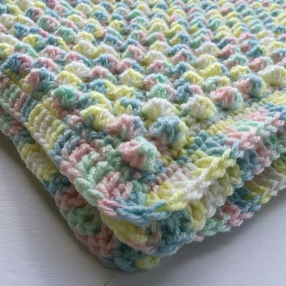 Crochet Baby Bubble Afghan Mixed Pastel Bobble by penguinyarns