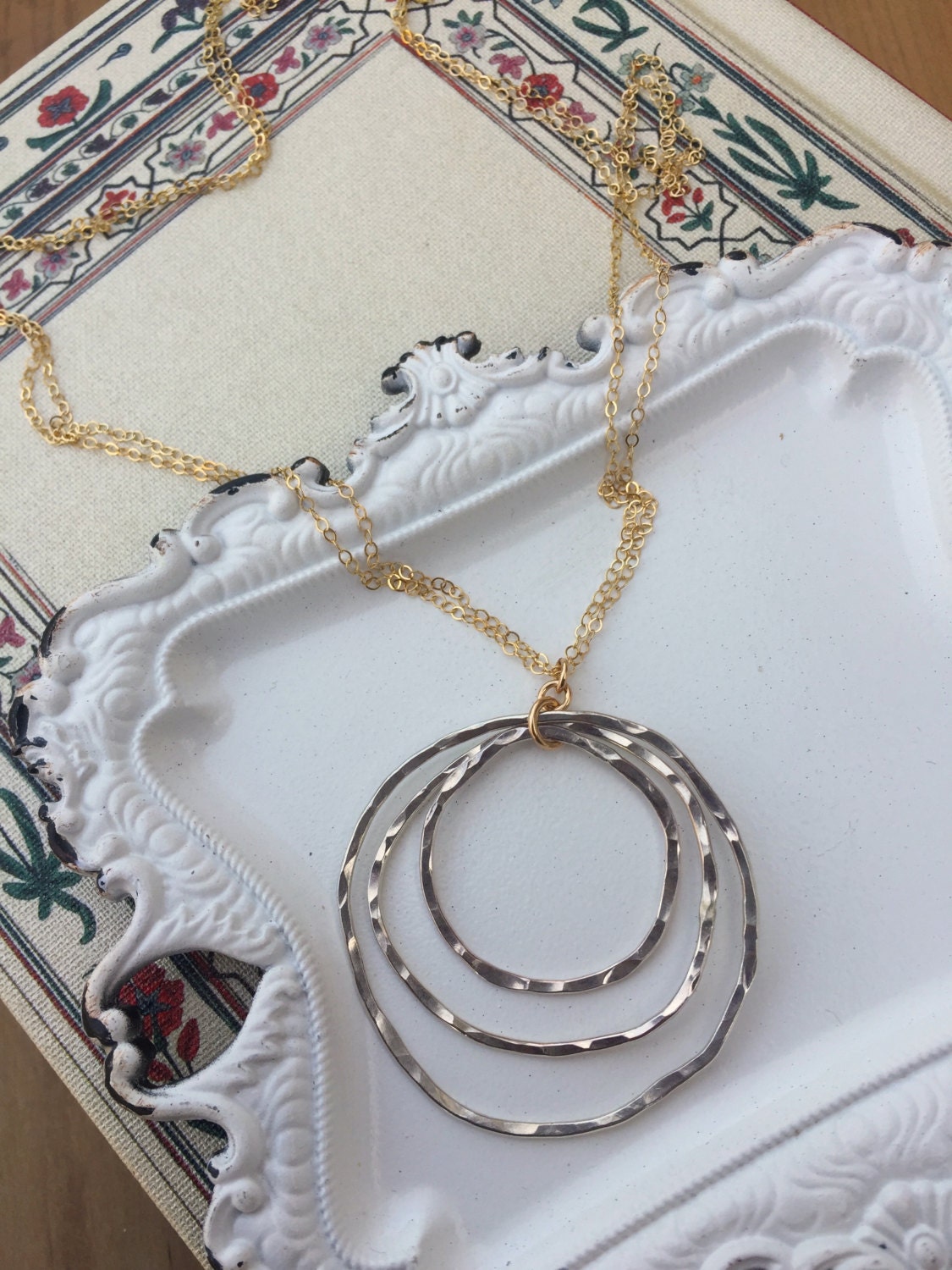 Sterling Silver Triple Hoop Necklace / 14k Gold Fill Triple