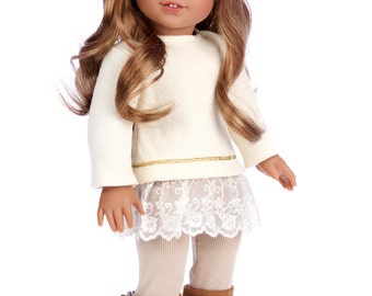 Romantic Melody - Doll Clothes for 18 inch American Girl Doll - 3 Piece Doll Outfit - Tunic, Leggings and Boots