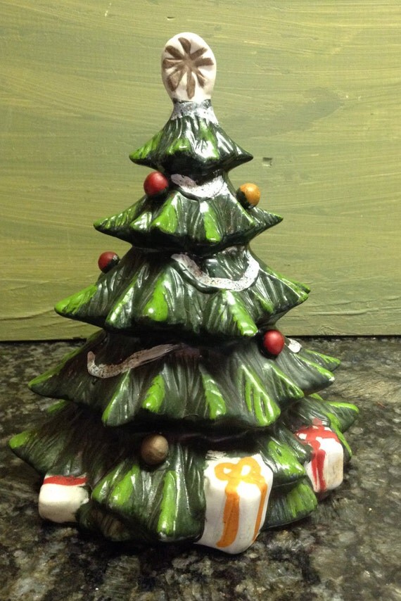 Christmas wooden music box musical revolving tree Christmas Tree Music Box Vintage Mann Christmas Decoration