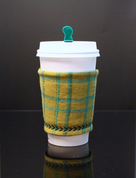 Plaid Coffee Sleeve Slip On Plaid Pattern Rustic by StuffByPamela