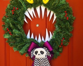 Disney Haunted Mansion / Nightmare Before Christmas Holiday Halloween / Christmas Wreath - One Of a Kind! Brand New!