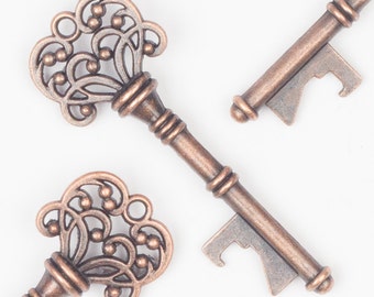 50 Key Bottle Openers, Vintage Skeleton Keys , Wedding Decorations & Party Favors, Antique Oil Rubbed Bronze Copper, Steampunk Rustic