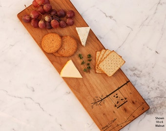 Love Birds Personalized Cheese Board Engraved Custom, Wedding Gift Love Tree Bride and Groom Engraved Couples Gift Charcuterie Serving Board
