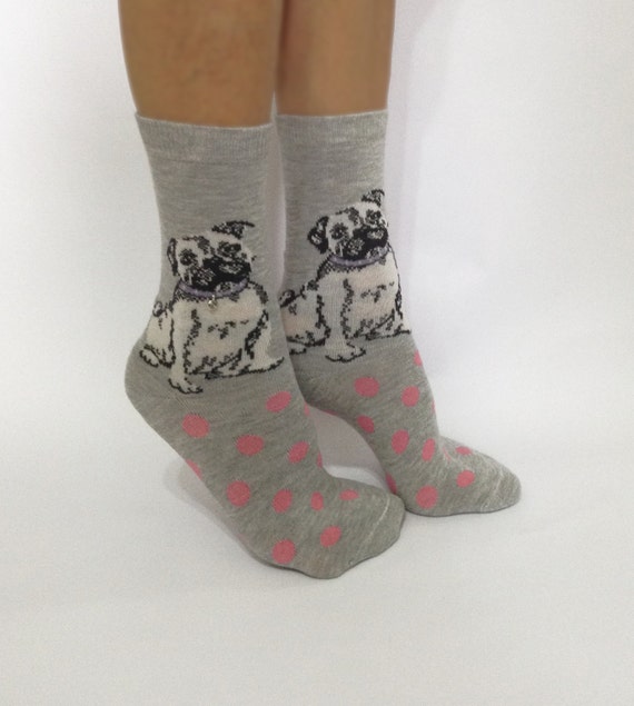 Pug Socks Women Socks Casual Cotton Dog Socks Leg by NiftySox