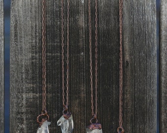 Electroformed Jewelry: raw crystal necklace, rough quartz jewelry, layering necklace, small pendant, crystal point necklaces, electroform