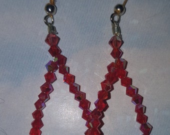 Swarovski Red AB Crystal Hoop Earrings
