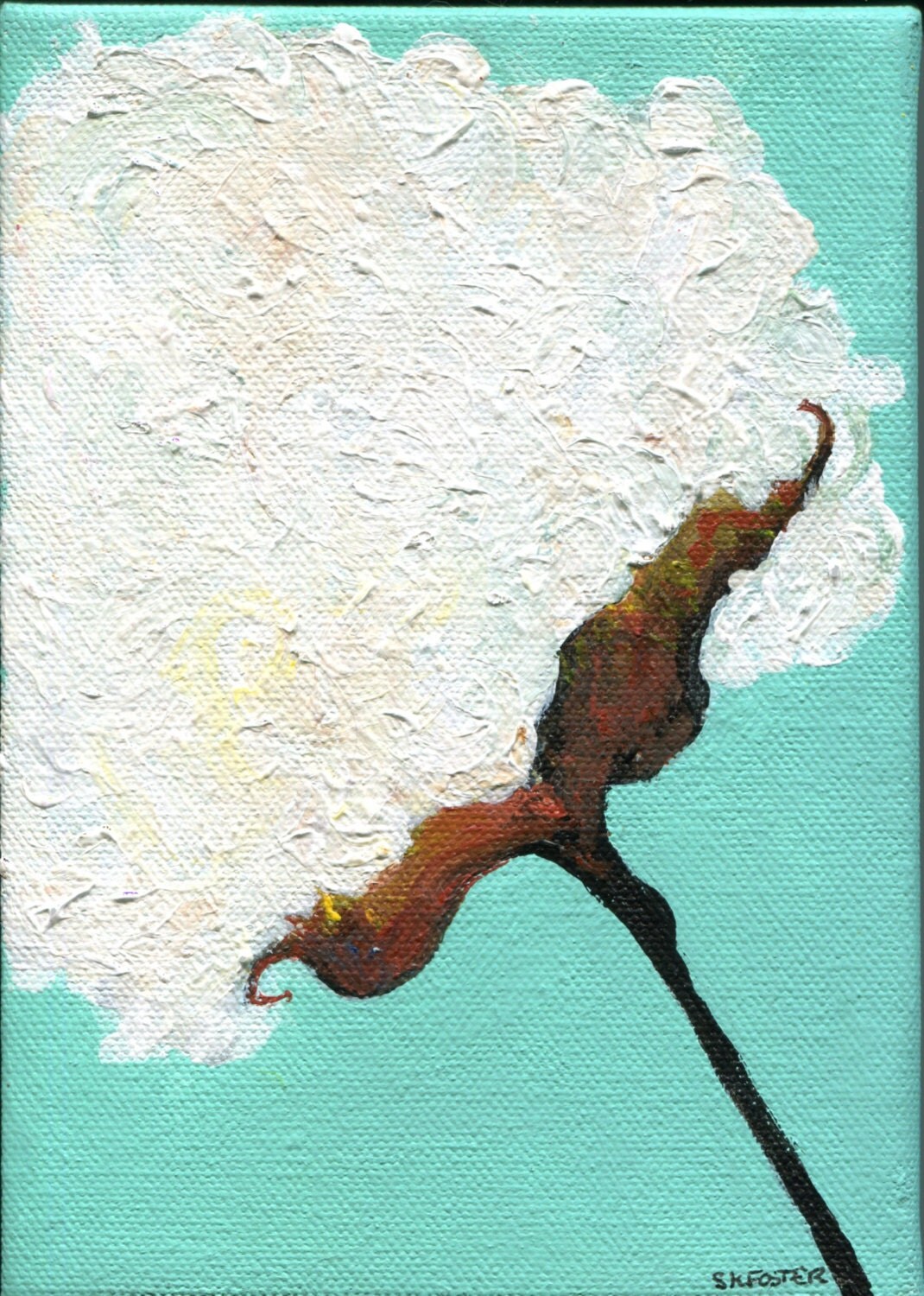 Cotton Boll Acrylics Painting Cotton Painting 5 by SharonFosterArt