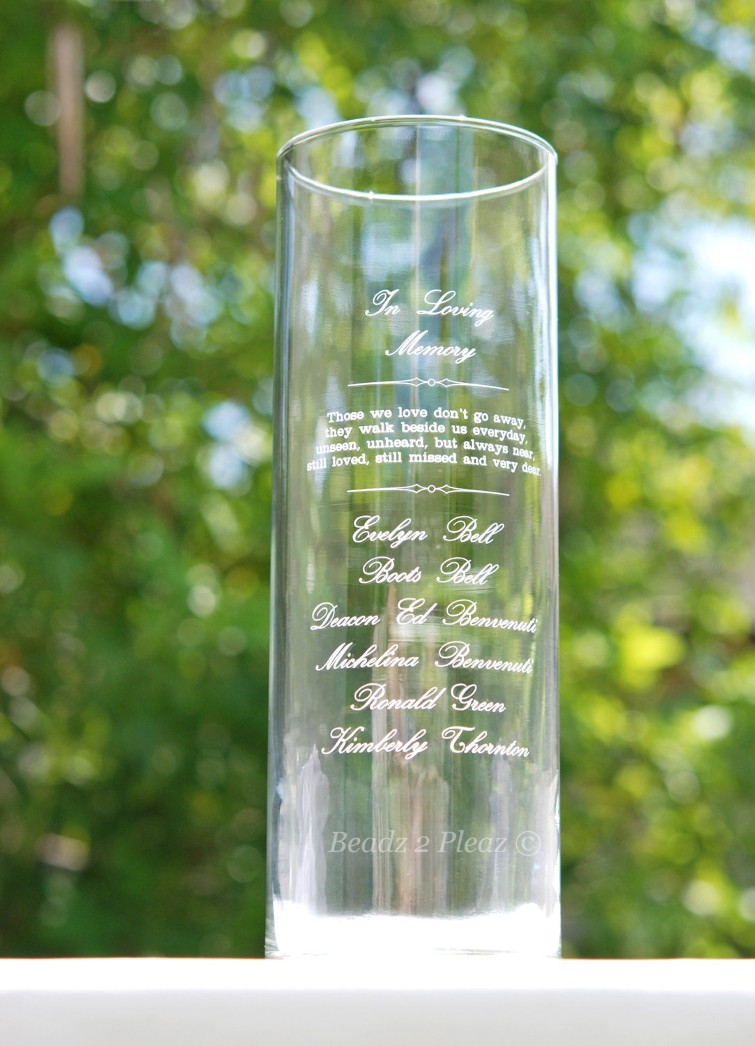 Memorial candle vase engraved custom sympathy gift floating