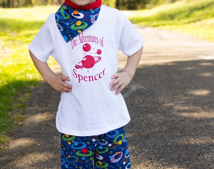 Boys Space Outfit - Toddler Boys Clothes - Little Boys Shorts Set - Baby Boys - Outer Space - Personalized Birthday - 6 mont...