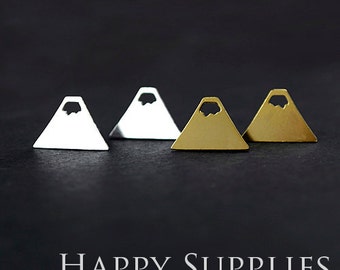 Nickel Free - High Quality Double Mountain Dual-used Golden / Silver / Rose Gold Brass Earring Post Finding with Ear Stud Stopper (ZEN067)