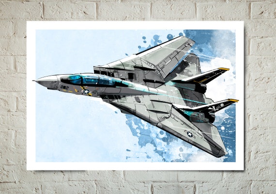 Airplane F-14 Tomcat Airplane Art Military Gift Airplane