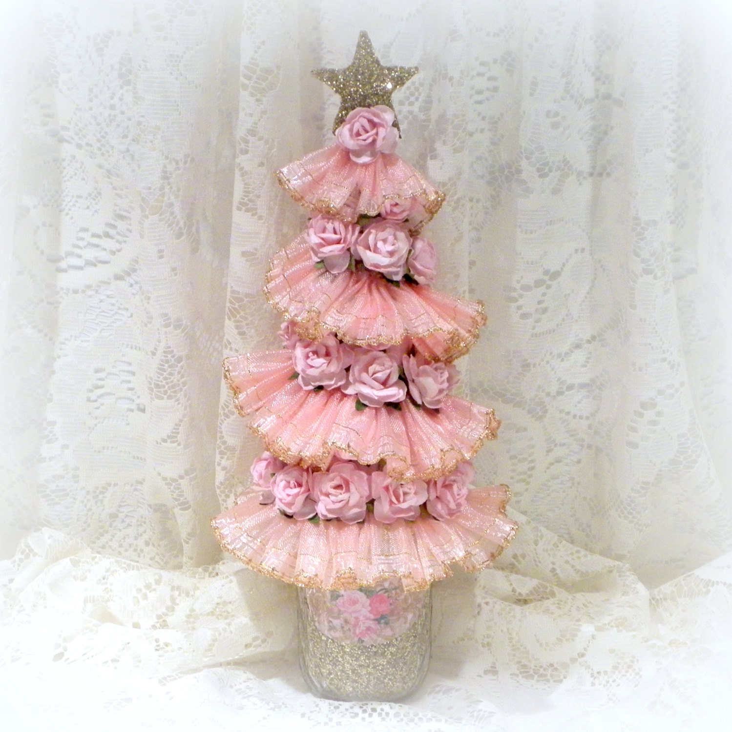 Pink Christmas Tree Shabby Chic Christmas Tree Pink