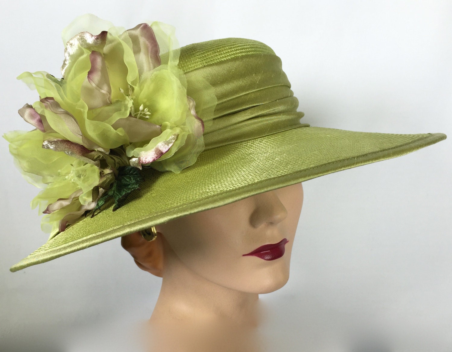 Kentucky Derby Hat Celery Green Straw Women's Hat