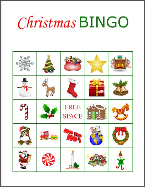 100 Printable Christmas Bingo Cards 1 per page Fun Christmas