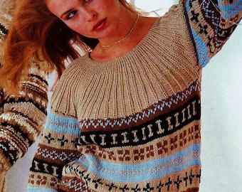 Fair Isle Pullover Vintage Knitting Pattern Download