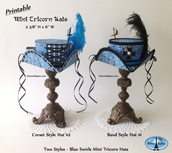 Paper Party Hats Top Hats Printable Set of 2 Mini Tricorn
