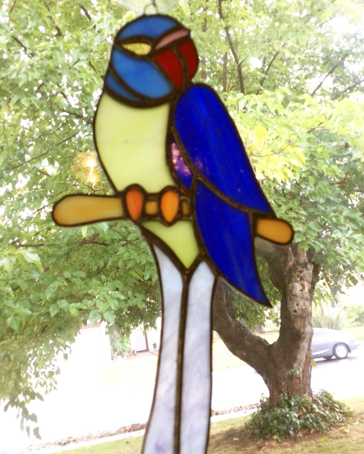 Parrot stained glass suncatcher colorful parrot suncatcher