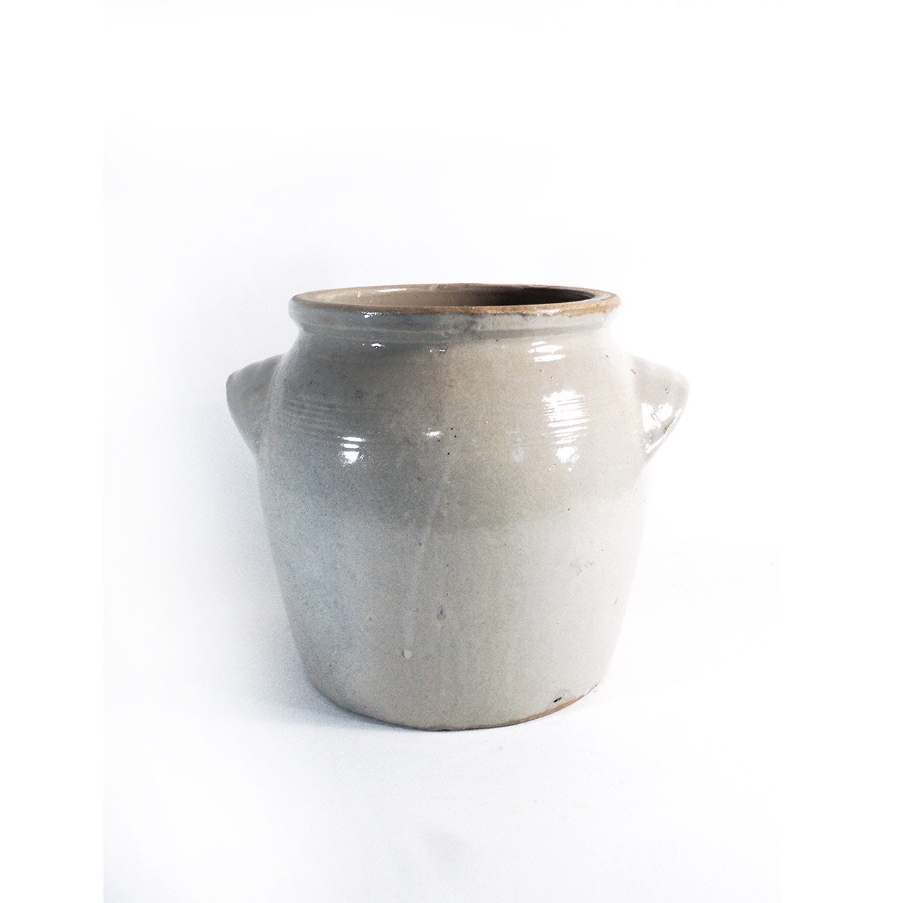 RESERVED Medium Grey Glazed Pottery Jar Grey by LaBelleEpoqueDeco