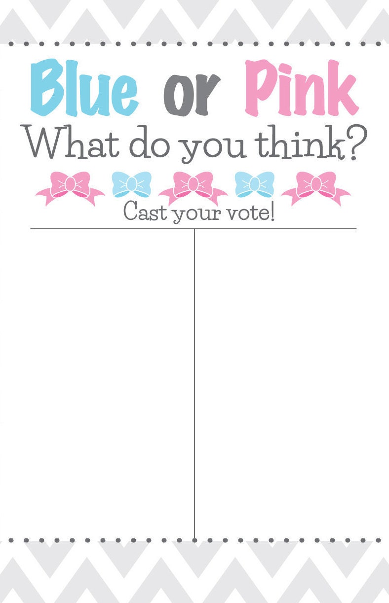 Gender Reveal Party Blue or Pink Cast your Vote Sign Boy