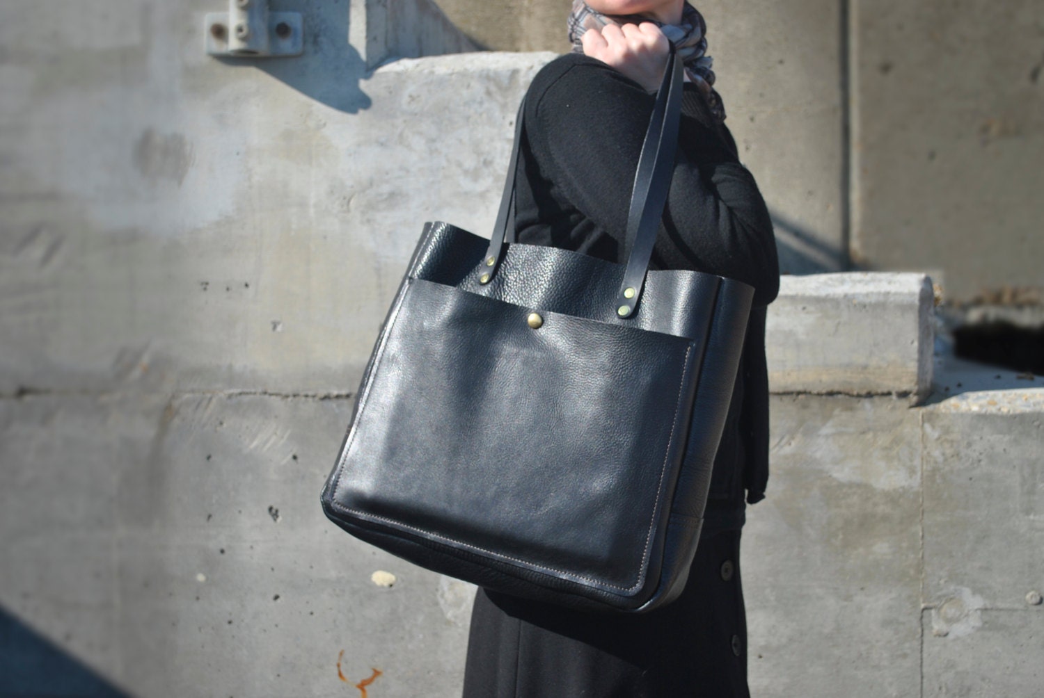 Italian Leather Tote Bag with YKK Zipper Option Italian