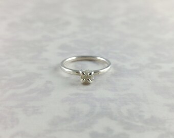 Rough Diamond Ring in Sterling Silver - April Birthstone - Diamond Ring - Unique Engagement or Promise Ring in Size 4 - Raw Silver Diamond