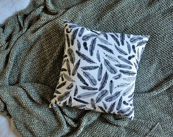 Feathers Cushion Cover, Throw Pillow Cover, Throw Cushion Cover, Decorative Cushion Cover, Decorative Pillow Cover - White & Black