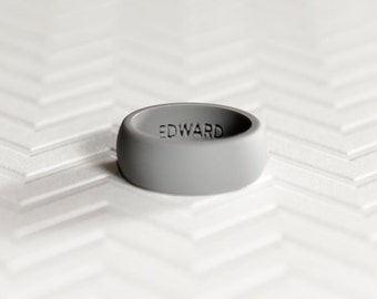 personalized silicone ring gray rubber ring wedding band safe ring silicone wedding ring gift for him - Etsy Wedding Rings personalized silicone ring gray rubber ring wedding band safe ring silicone wedding ring gift for him - Etsy Wedding Rings
