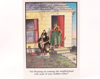 Vintage 1982 Gary Larson Far Side Greeting Card and Envelope. Dog Roaming
