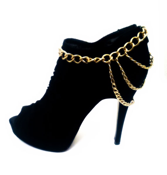 ankle boots with gold chain