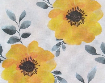 Set of 2 pcs 2-ply ''Floral'' paper napkins for Decoupage or collectibles 40x40cm, Yellow flowers napkins, Dinner napkins, Decopatch napkins