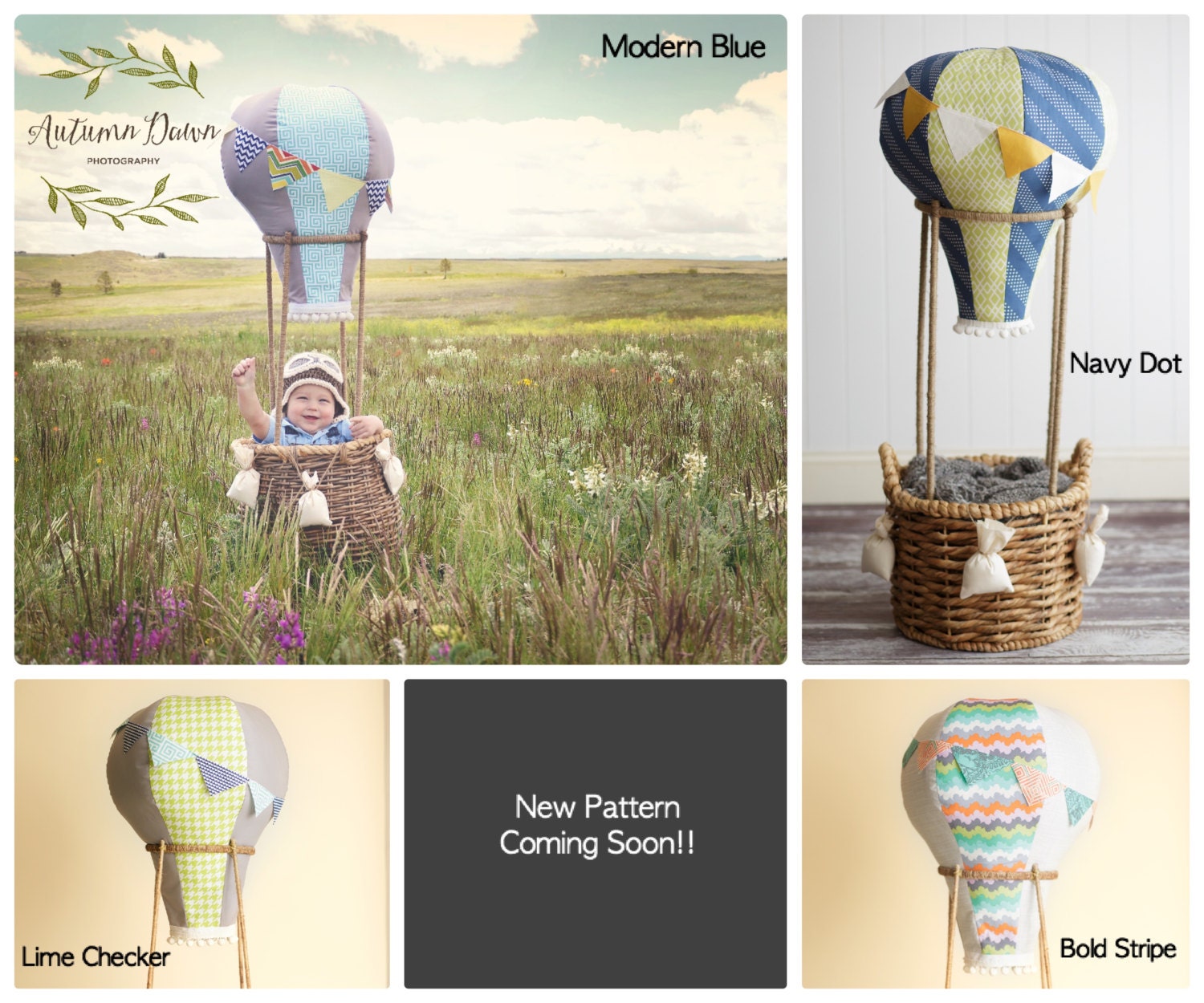 REVERSIBLE Hot Air Balloon Photography Prop Baby Decor