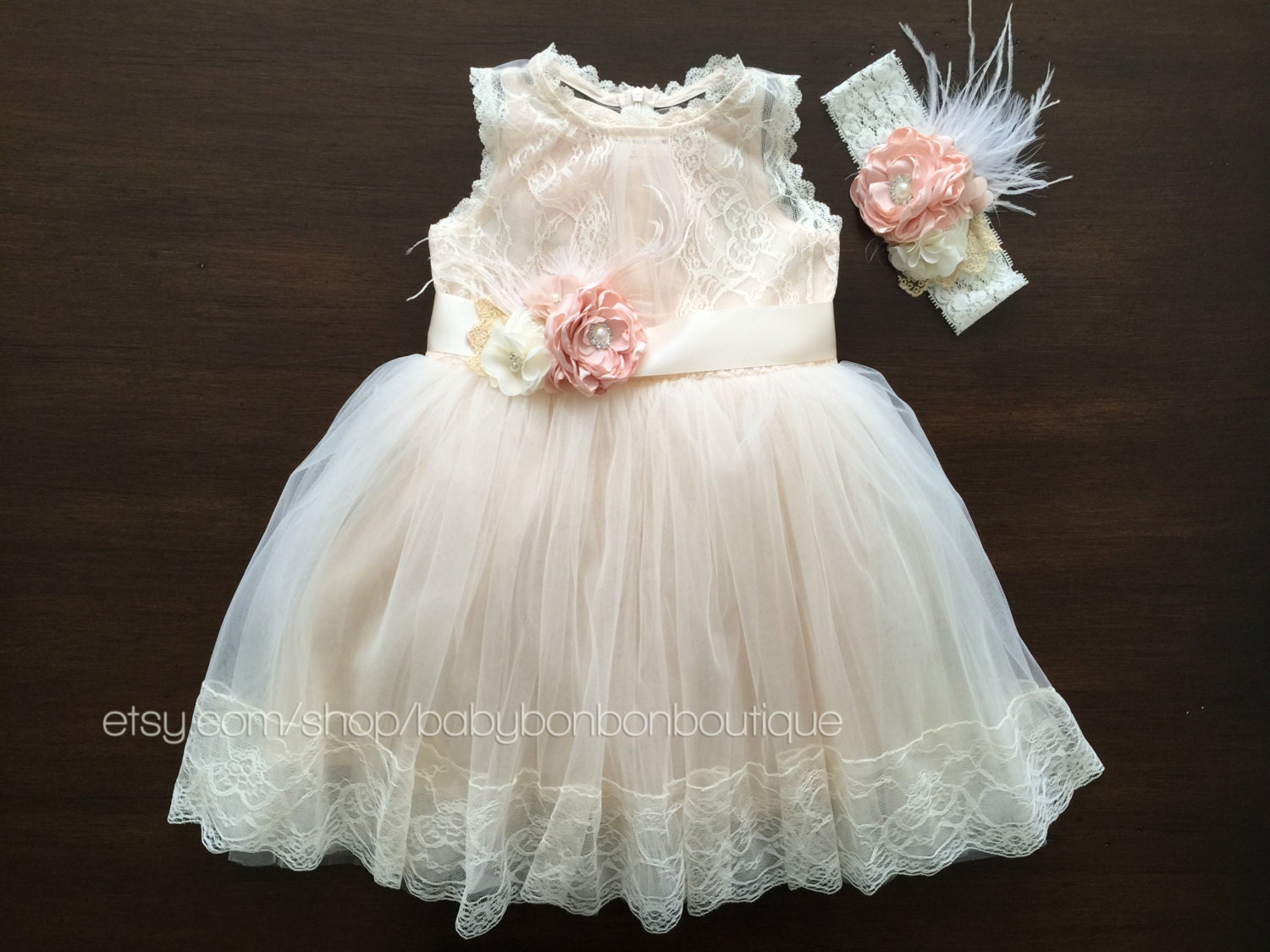 baptism dress christening dress flower girl by BabyBonbonBoutique