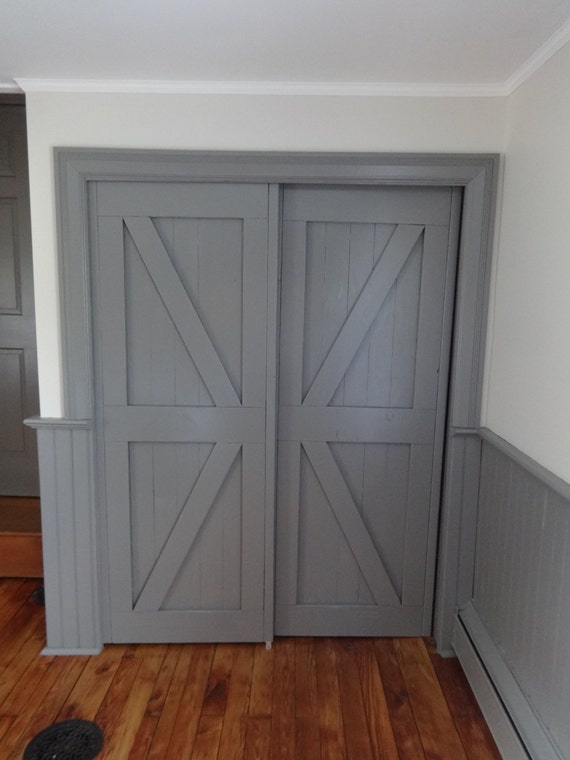 Double Barn Doors Weathered Gray by DixonandDad on Etsy