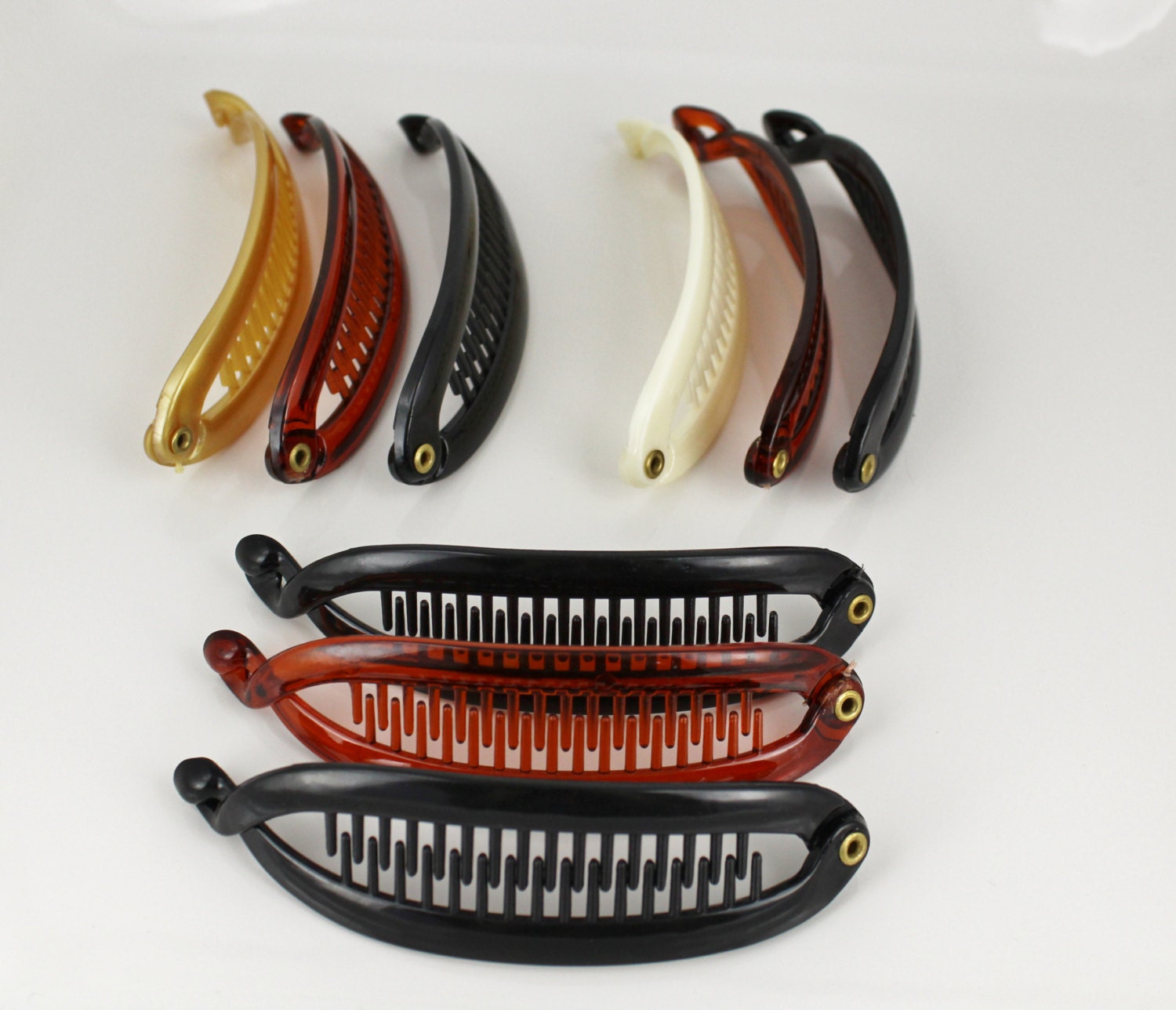 small Banana Clip set of 3 comb plastic hair teeth accessories