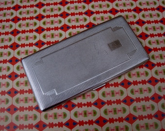 Vintage art deco style silver tone cigarette case - Har Bro - made in England